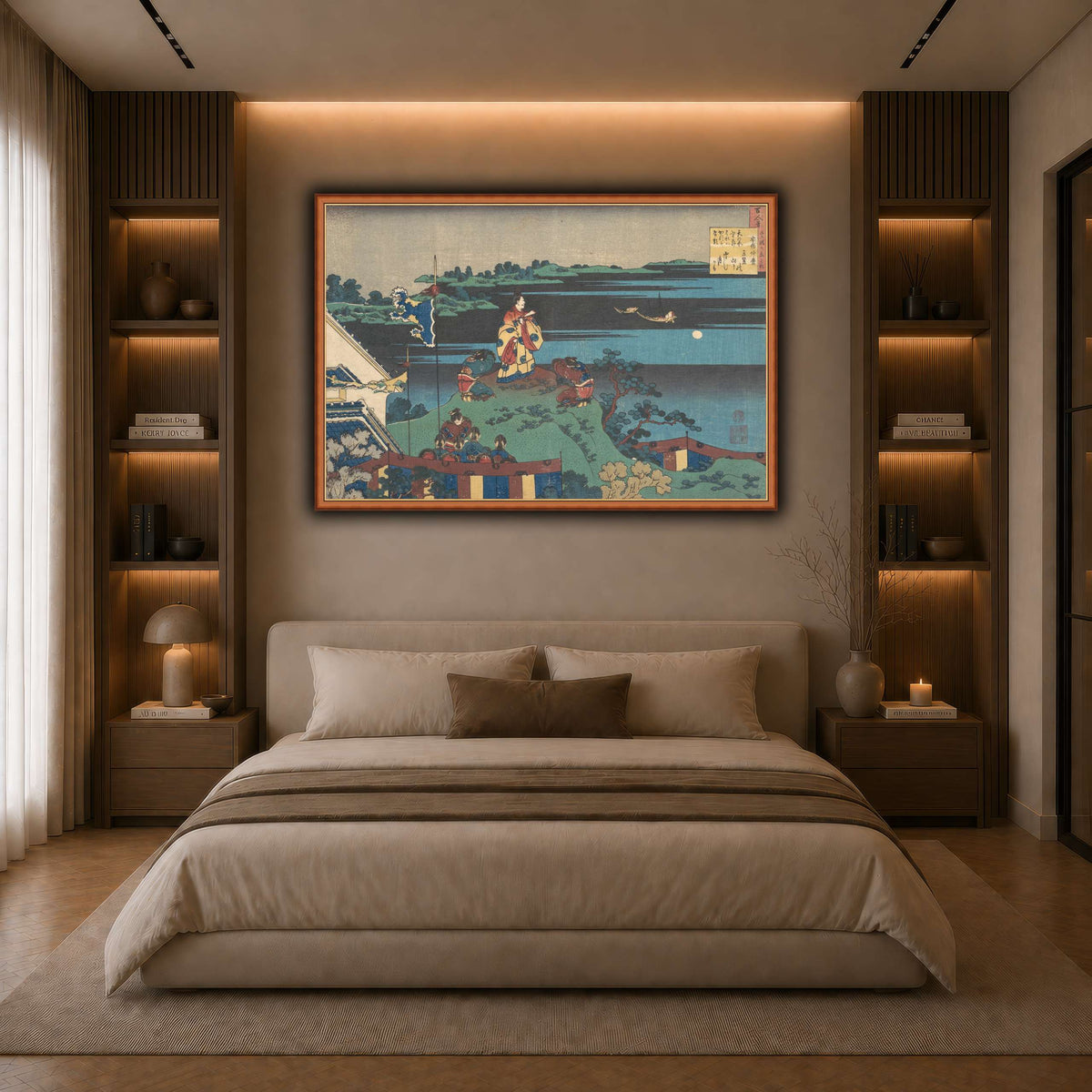 16_Katsushika Hokusai dark neutral-bedroom