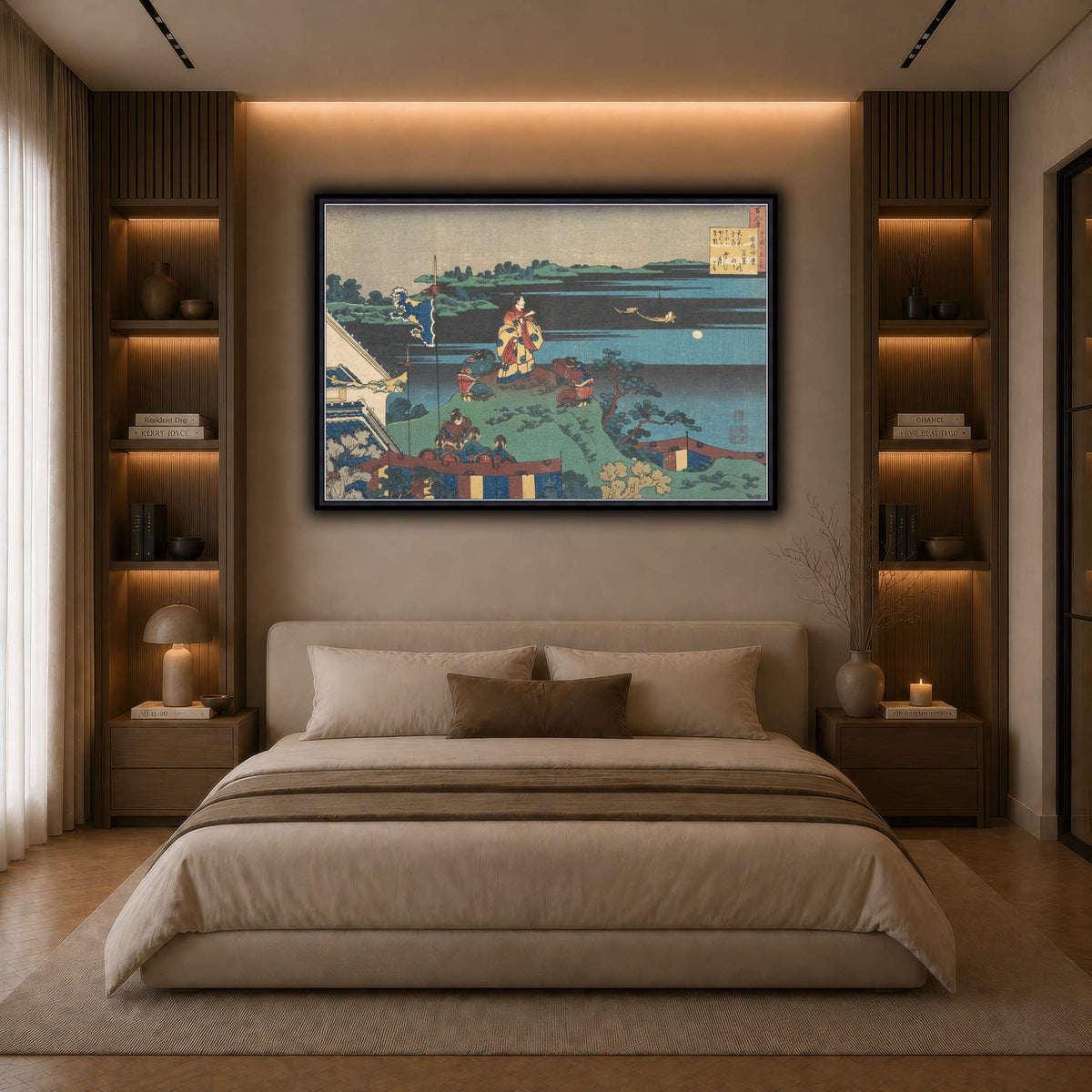 16_Katsushika Hokusai dark neutral-bedroom