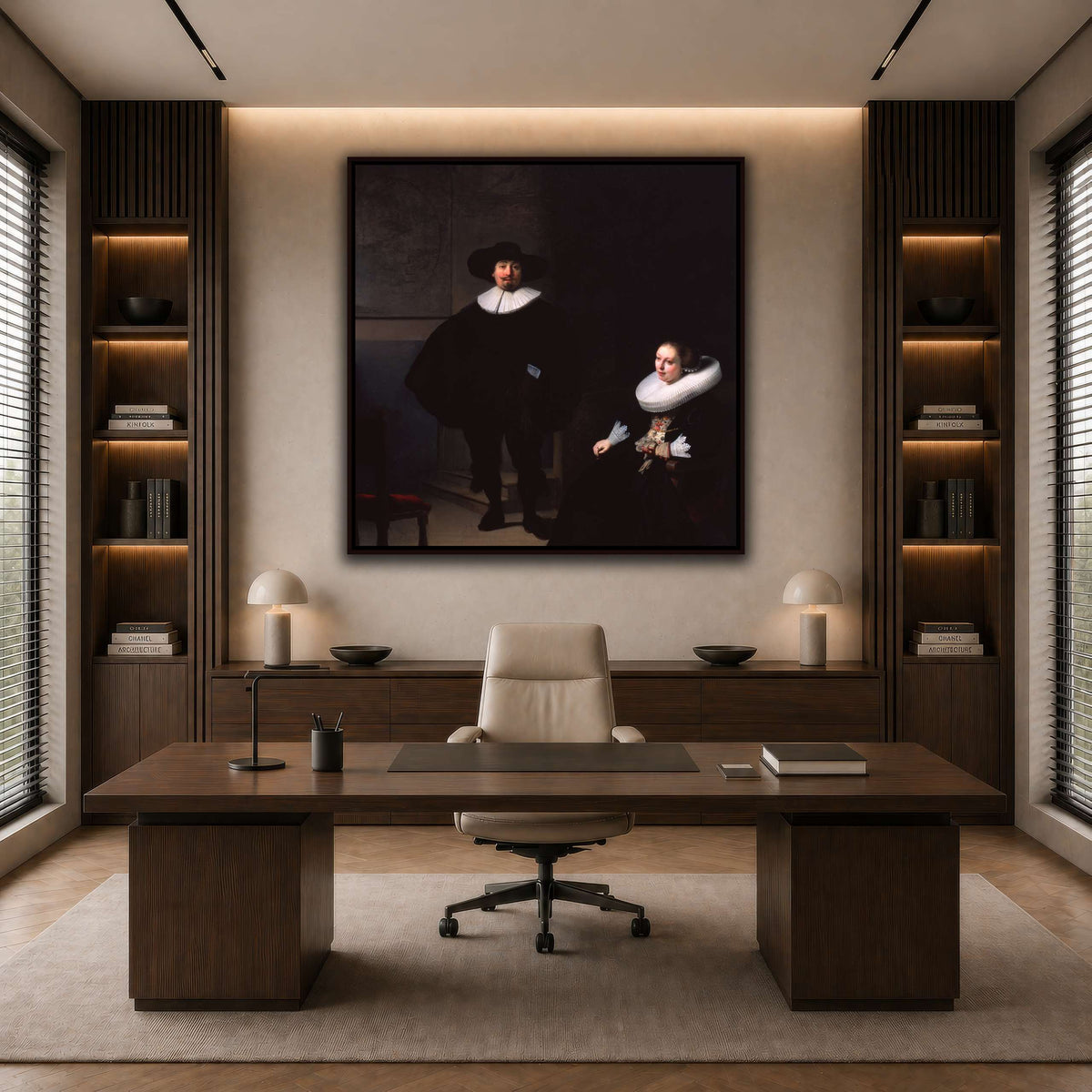 A-Lady-and-Gentleman-in-Black_Rembrandt-van-Rijn dark neutral-office