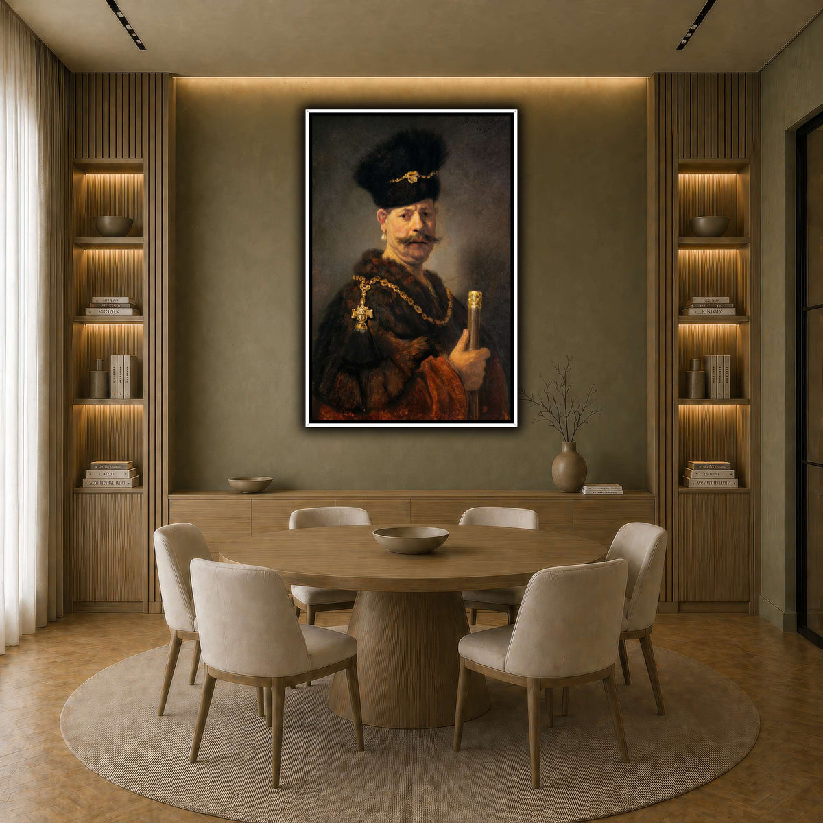 A_Polish_nobleman_Rembrandt-van-Rijn earth-dining room