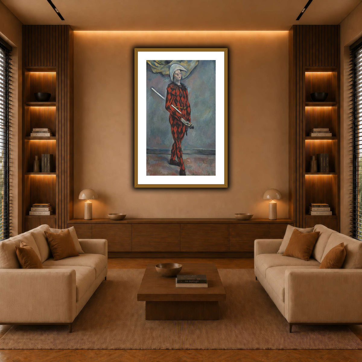 Arlequin_by_Paul_Cezanne warm-living-room