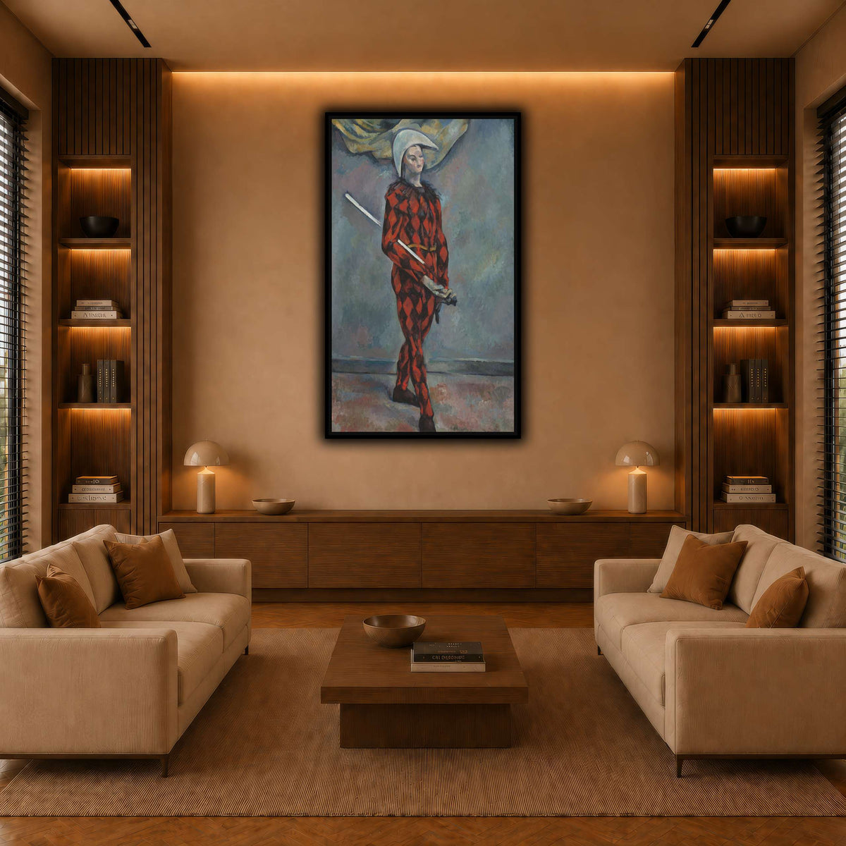 Arlequin_by_Paul_Cezanne warm-living-room