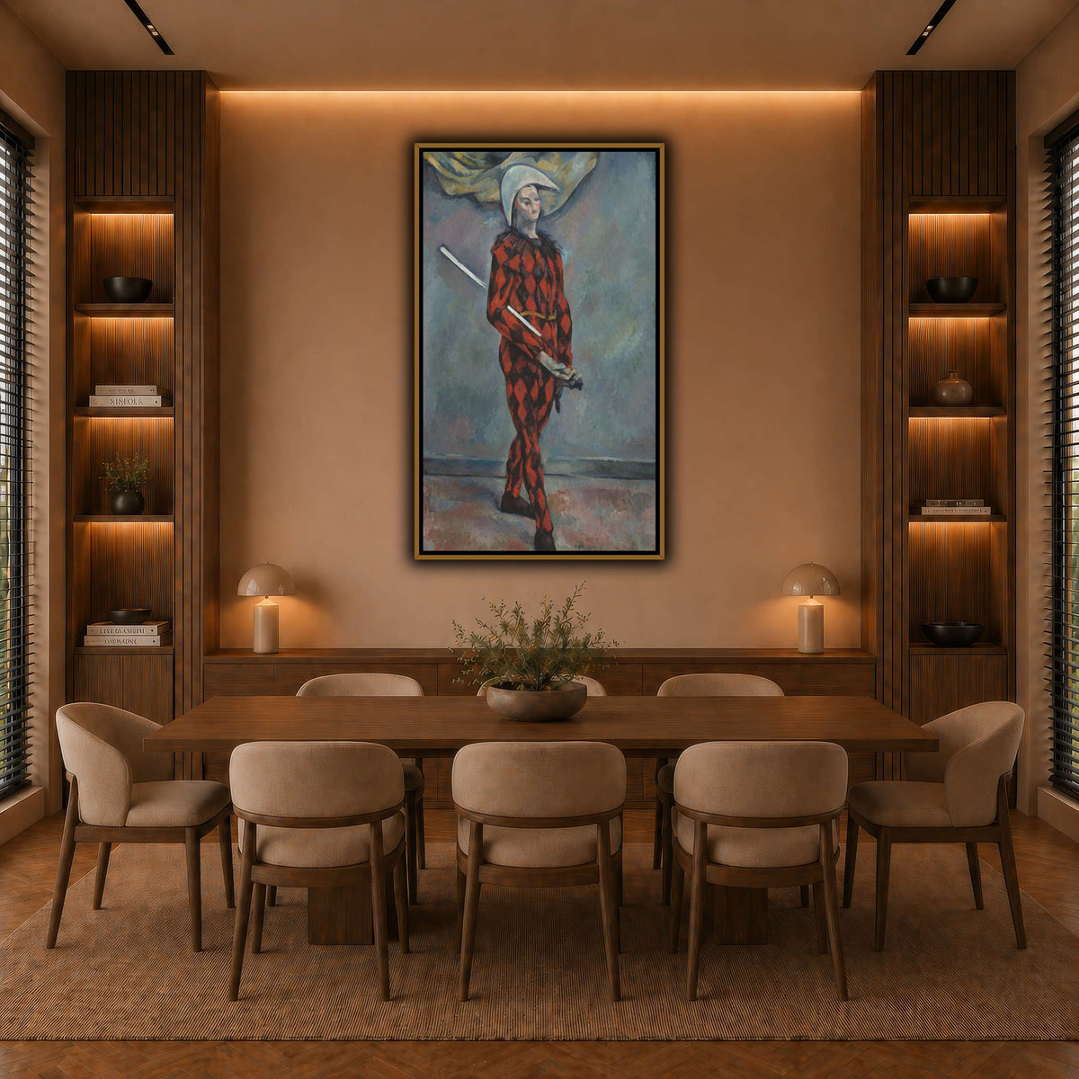 Arlequin_by_Paul_Cezanne warm-dining room