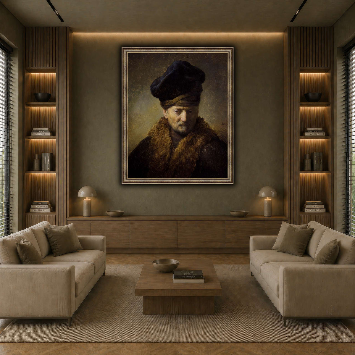 Borststuk_van_een_oude_man_met_bontmuts_Rembrandt-van-Rijn earth-living room