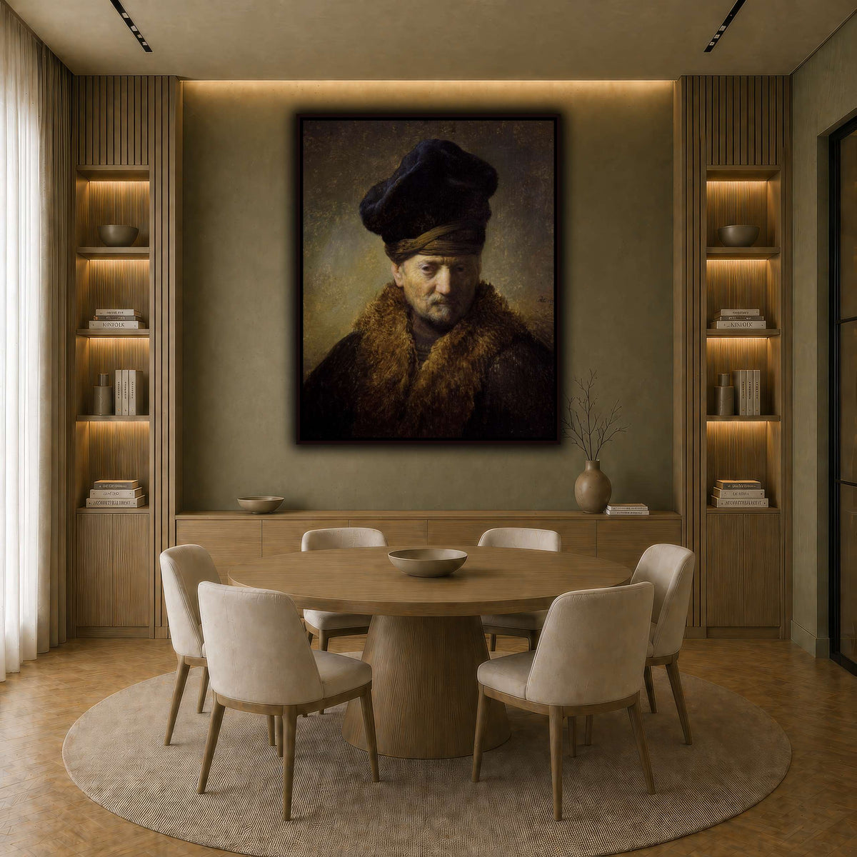 Borststuk_van_een_oude_man_met_bontmuts_Rembrandt-van-Rijn earth-dining room