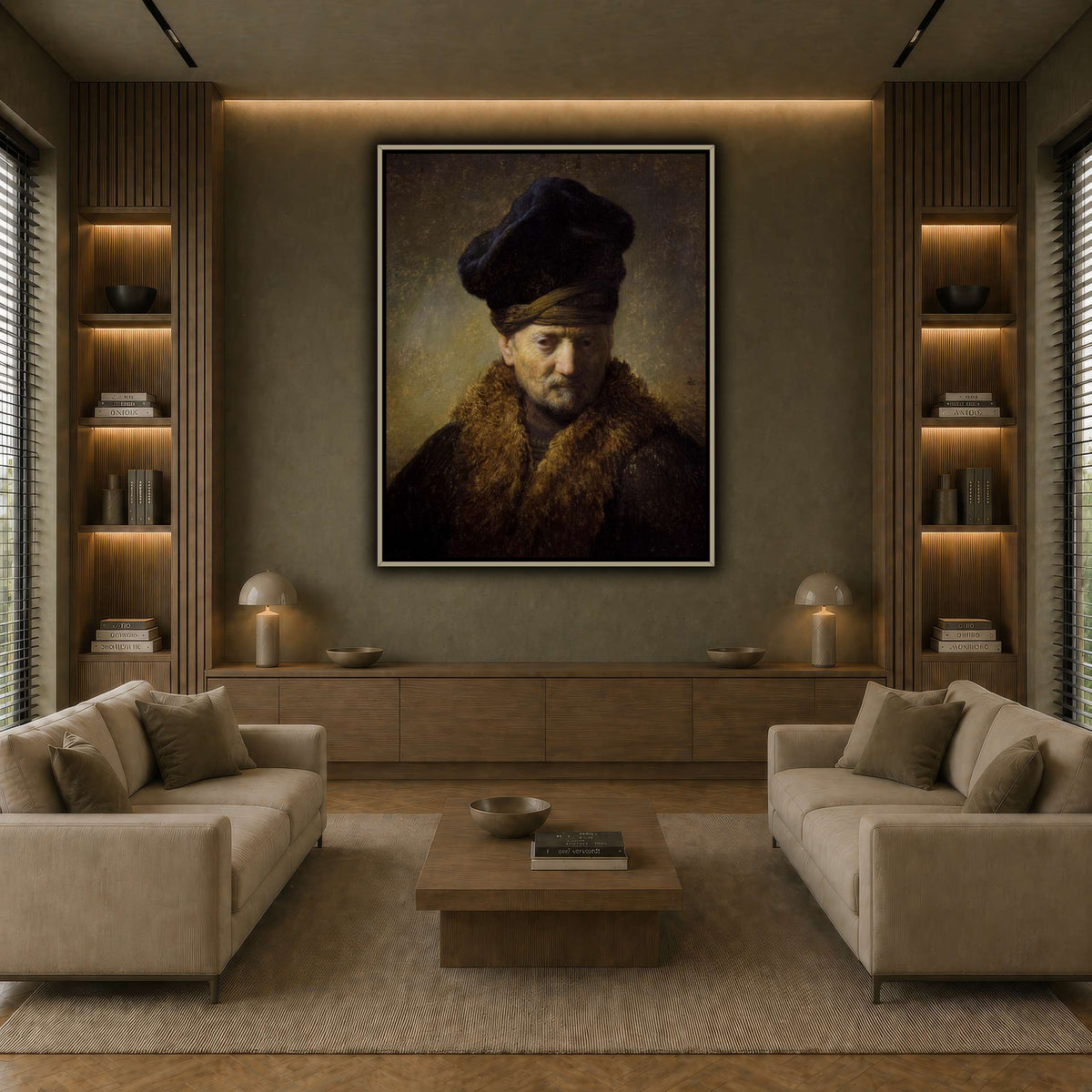 Borststuk_van_een_oude_man_met_bontmuts_Rembrandt-van-Rijn earth-living room