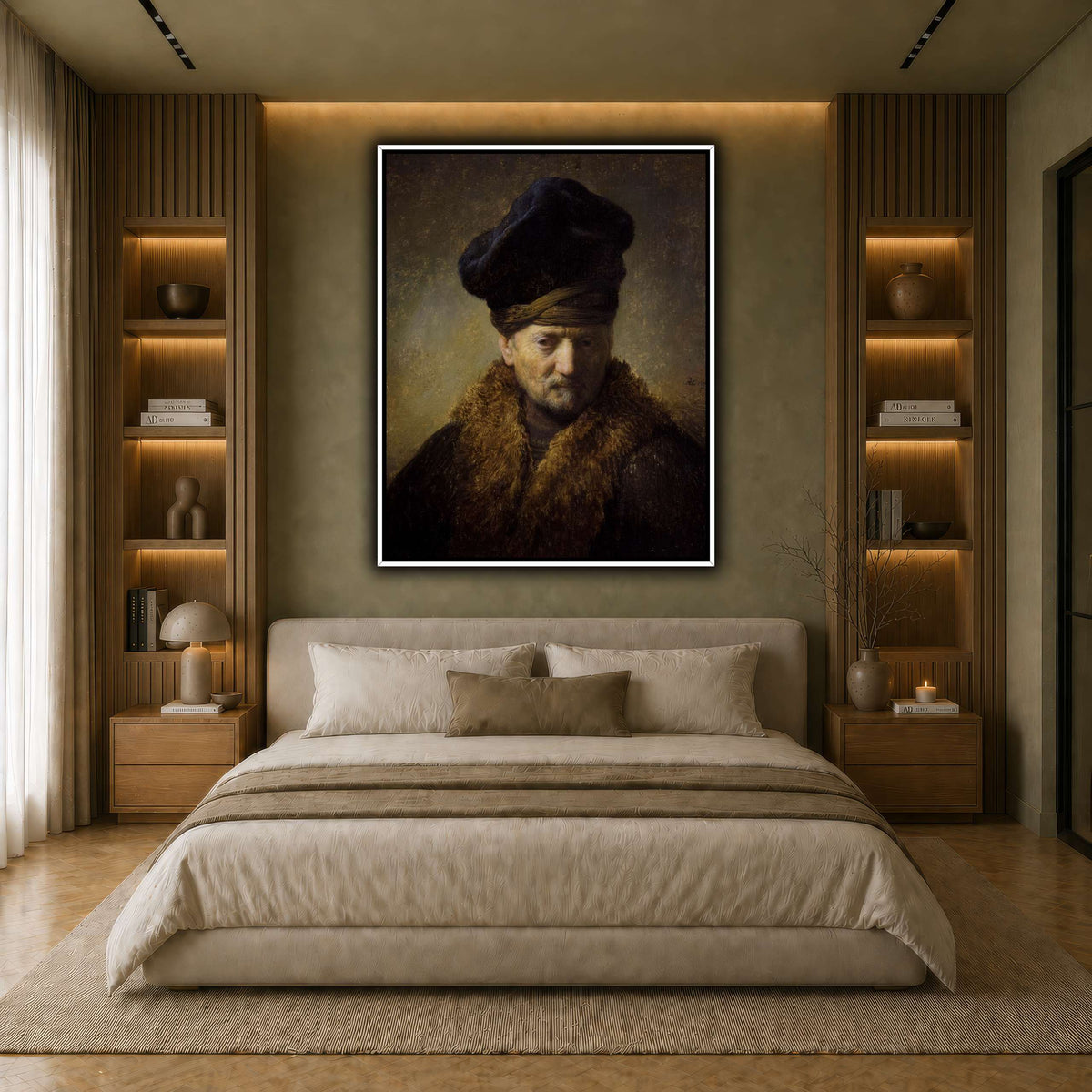 Borststuk_van_een_oude_man_met_bontmuts_Rembrandt-van-Rijn earth-bedroom