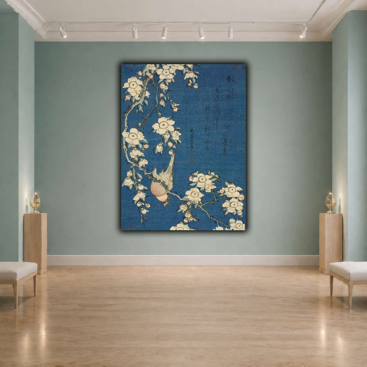 Bullfinch_and_Weeping_Cherry)_Katsushika Hokusai cool-agallery
