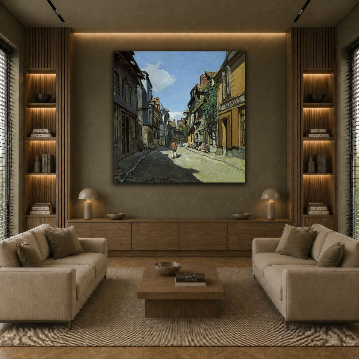 Claude_Monet_-_Rue_de_la_Bavole,_Honfleur earth-living room