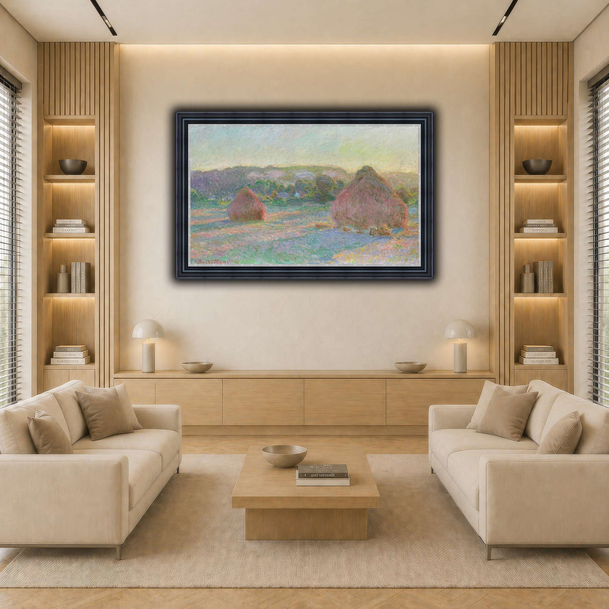 Claude_Monet_-_Stacks_of_Wheat_(End_of_Summer)_-_1985.1103 light neutral-living room