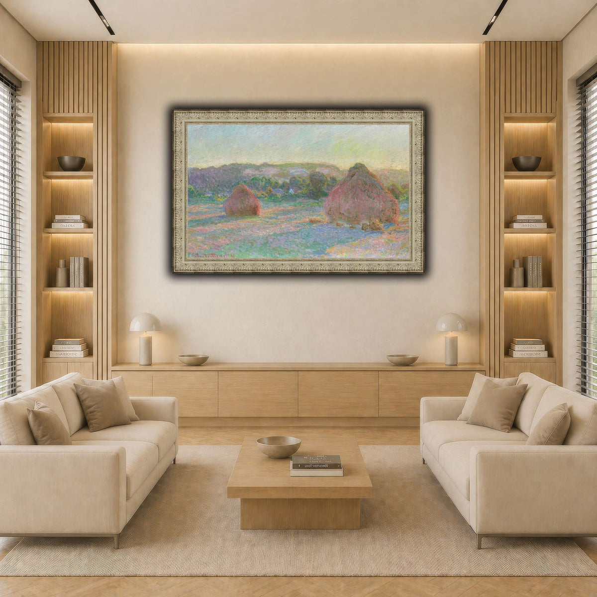 Claude_Monet_-_Stacks_of_Wheat_(End_of_Summer)_-_1985.1103 light neutral-living room