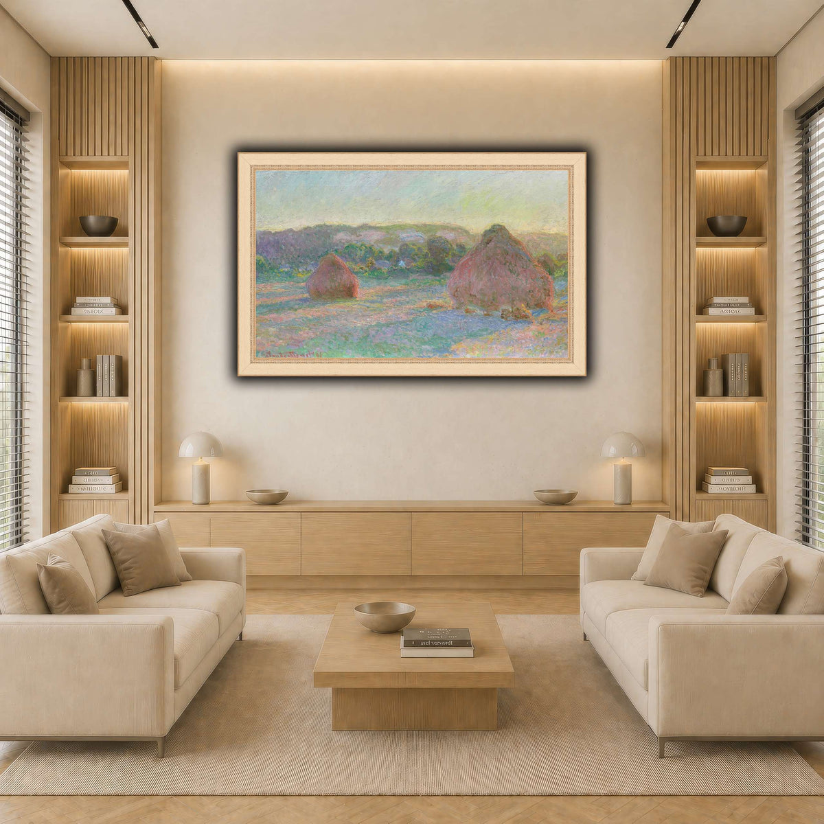 Claude_Monet_-_Stacks_of_Wheat_(End_of_Summer)_-_1985.1103 light neutral-living room