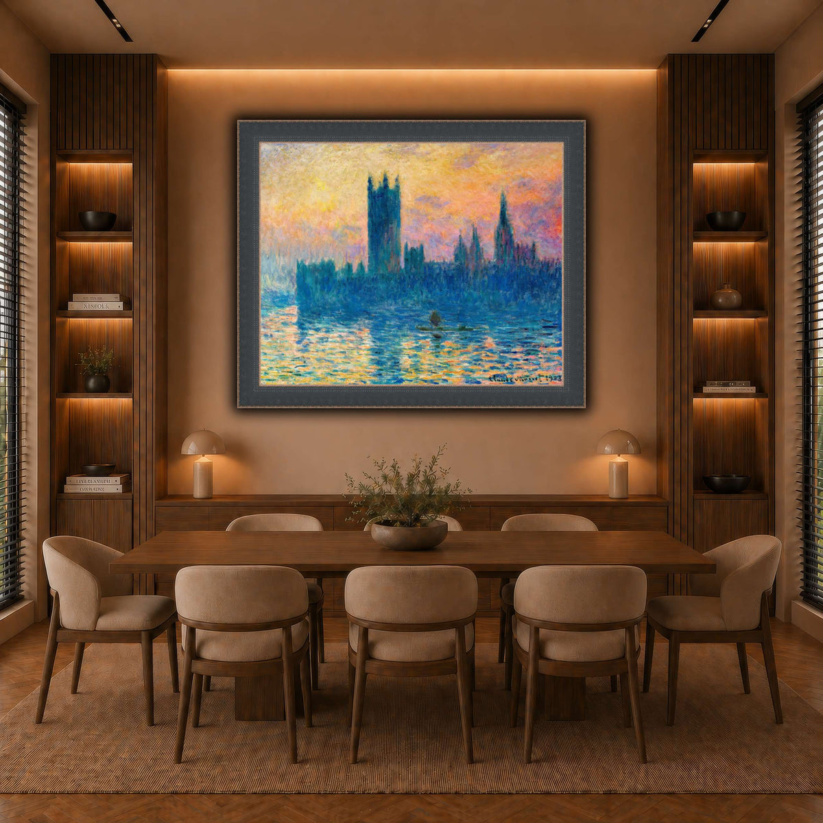 Claude_Monet_-_The_Houses_of_Parliament,_Sunset warm-dining room