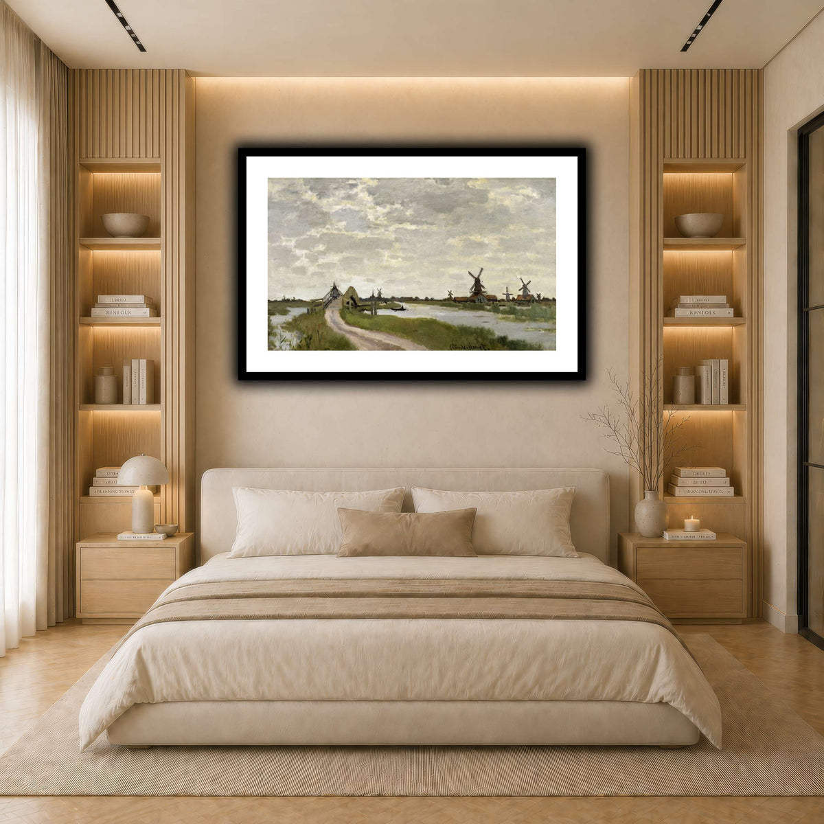 Claude_Monet_-_Windmills_Near_Zaandam_-_Walters_37894 light neutral- bedroom