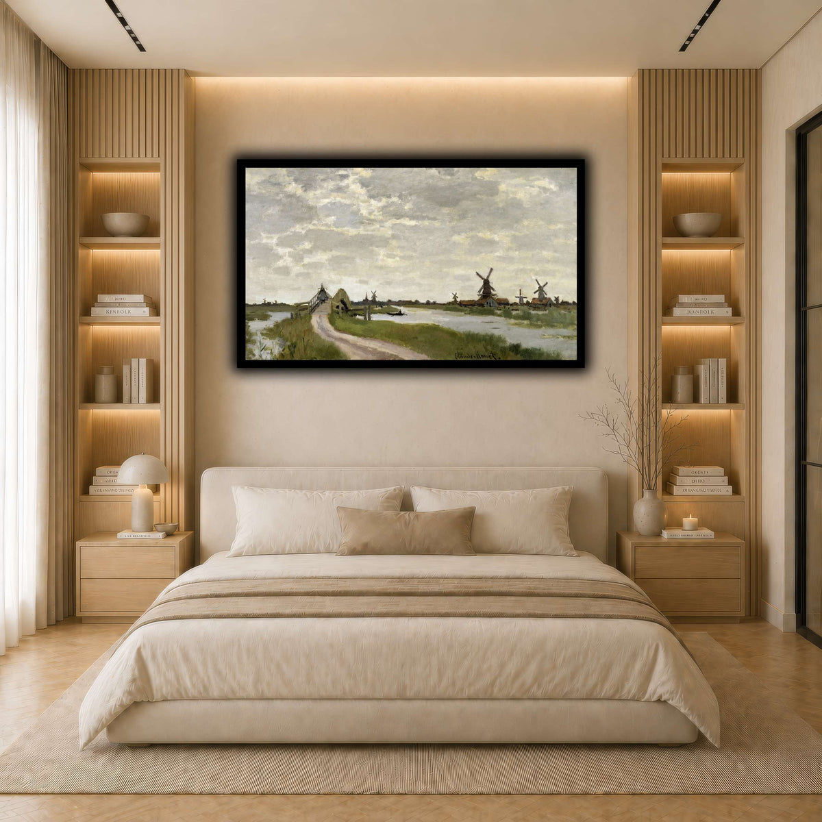 Claude_Monet_-_Windmills_Near_Zaandam_-_Walters_37894 light neutral- bedroom