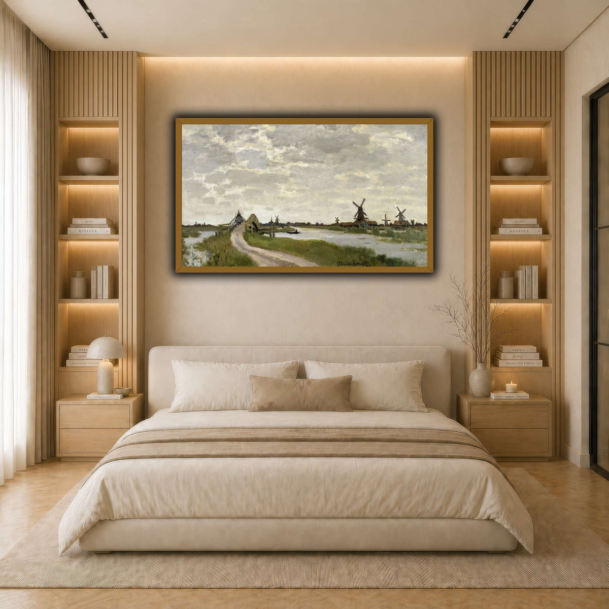 Claude_Monet_-_Windmills_Near_Zaandam_-_Walters_37894 light neutral- bedroom
