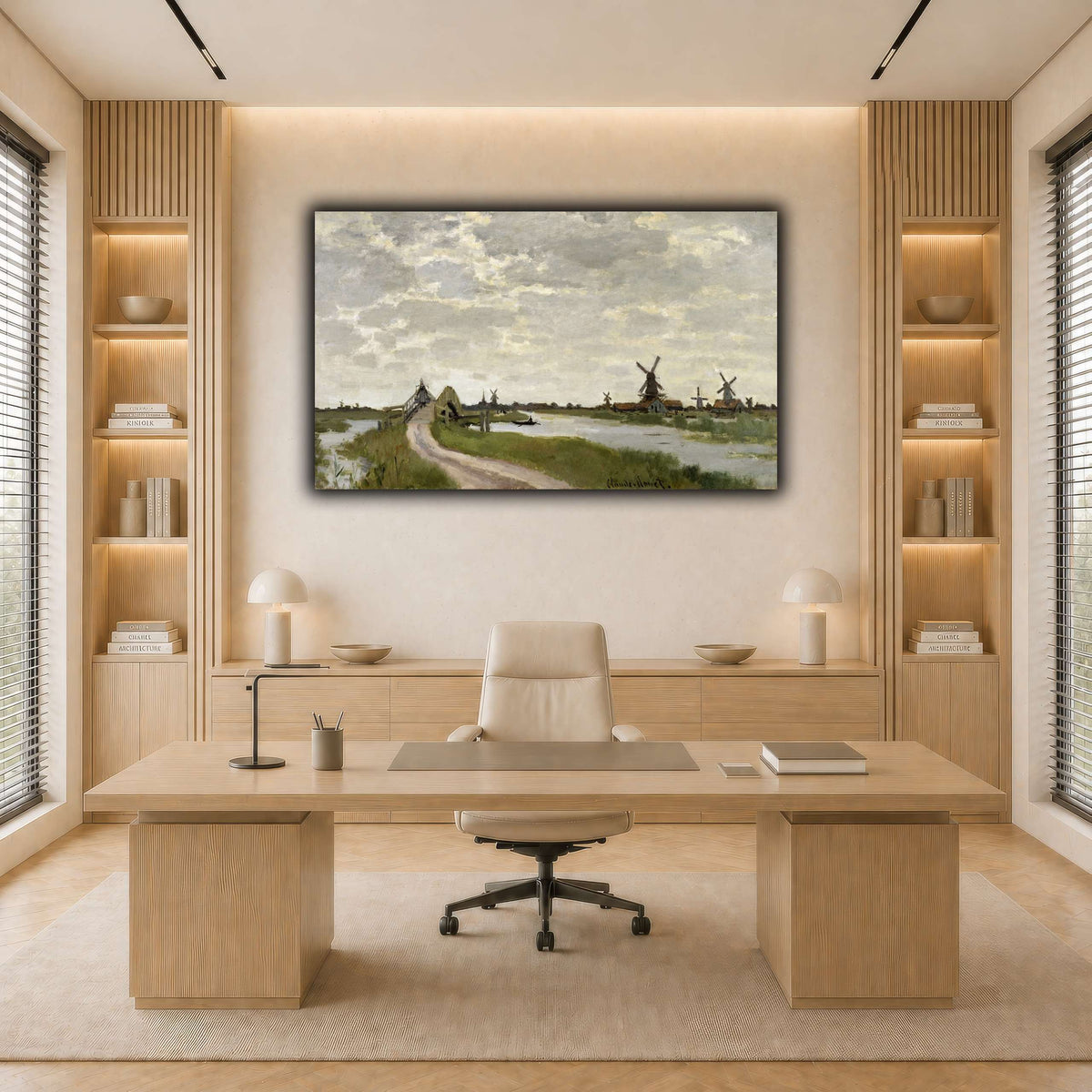 Claude_Monet_-_Windmills_Near_Zaandam_-_Walters_37894 light neutral-office