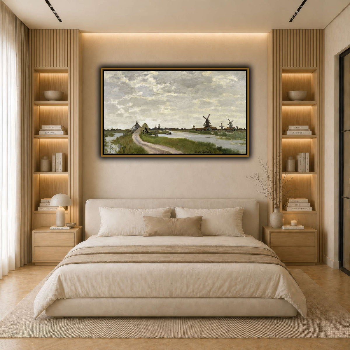 Claude_Monet_-_Windmills_Near_Zaandam_-_Walters_37894 light neutral- bedroom