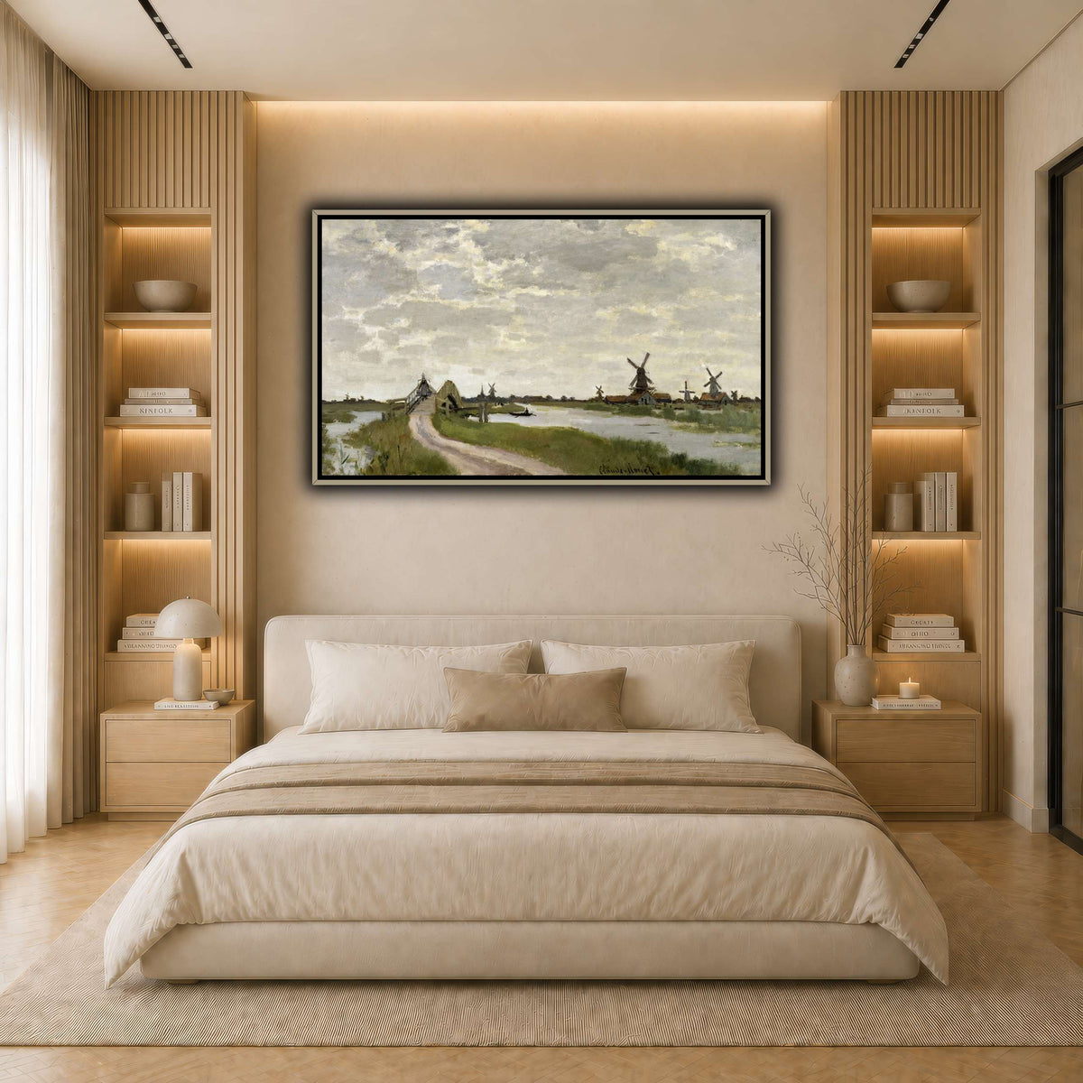 Claude_Monet_-_Windmills_Near_Zaandam_-_Walters_37894 light neutral- bedroom