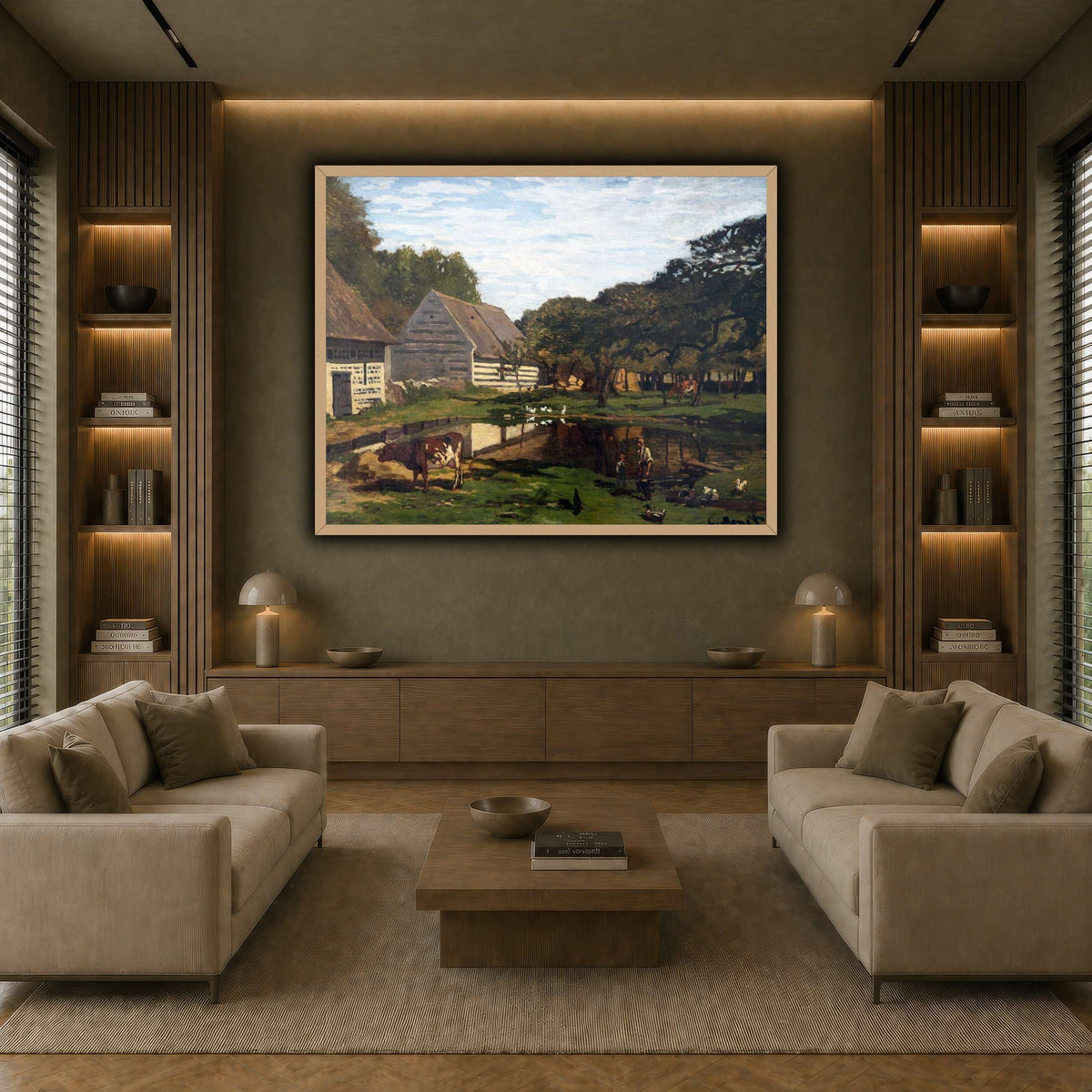 Cour_de_ferme_en_Normandie_-_Claude_Monet earth-living room