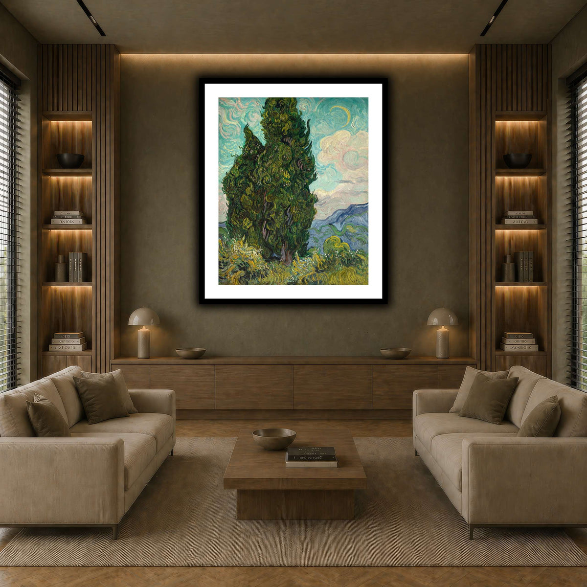 Cypresses earth-living room