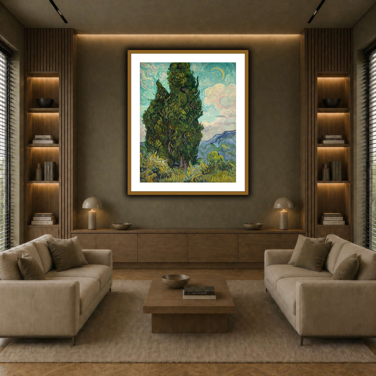 Cypresses earth-living room