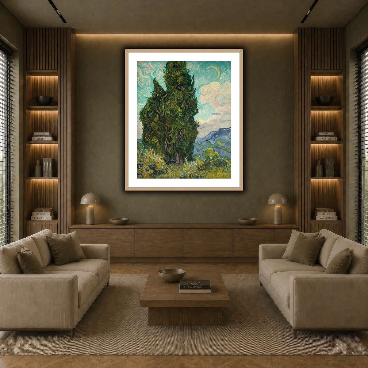 Cypresses earth-living room