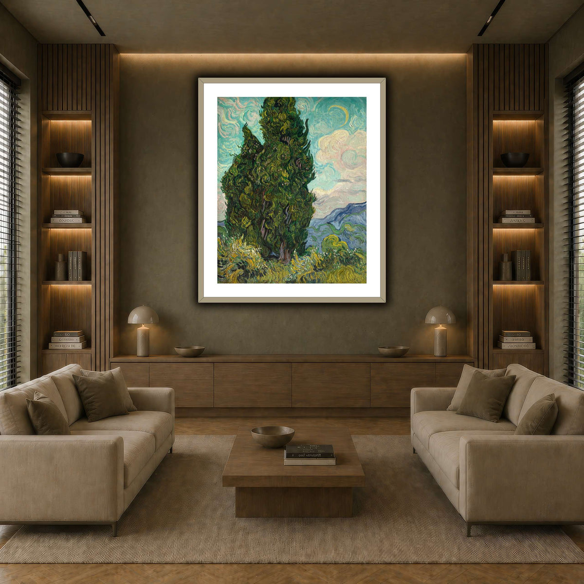 Cypresses earth-living room