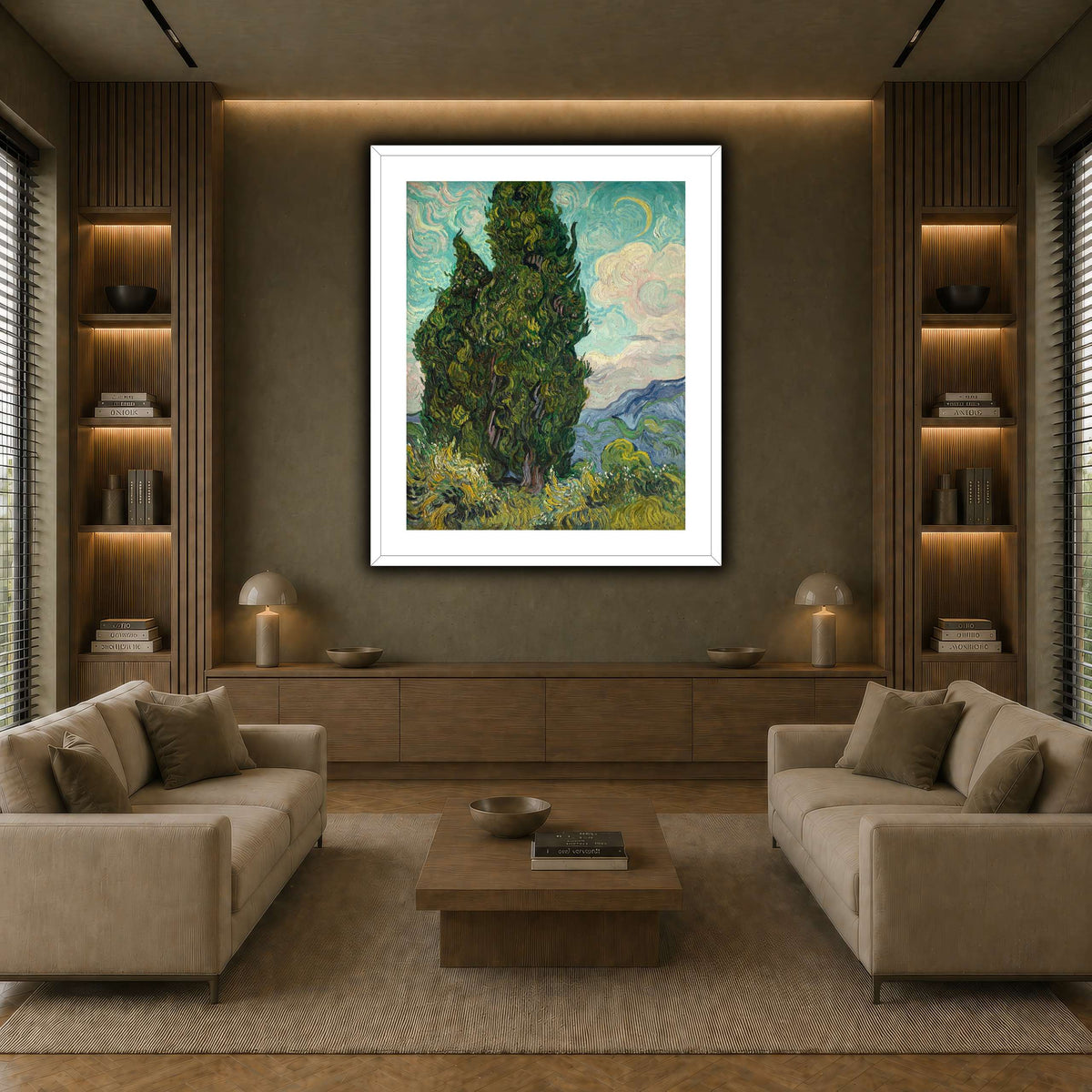 Cypresses earth-living room