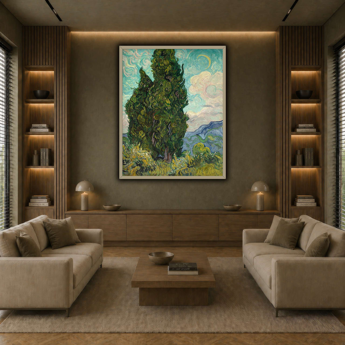 Cypresses earth-living room