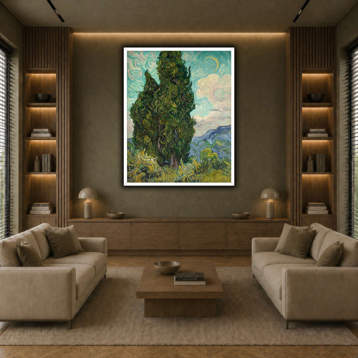 Cypresses earth-living room