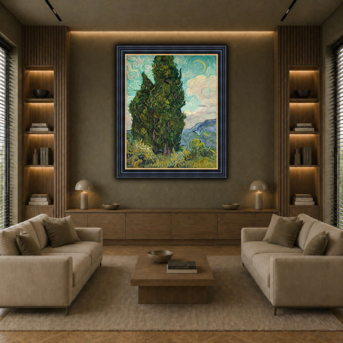 Cypresses earth-living room