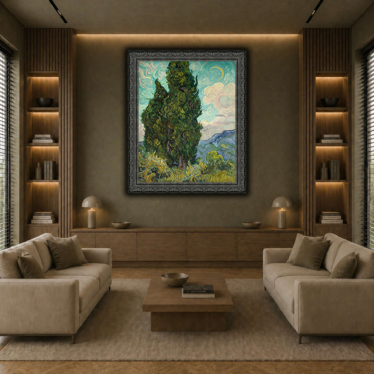 Cypresses earth-living room