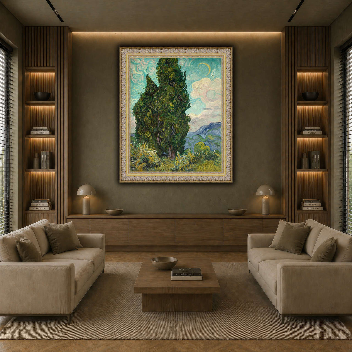 Cypresses earth-living room