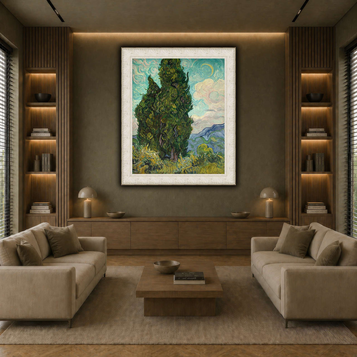 Cypresses earth-living room