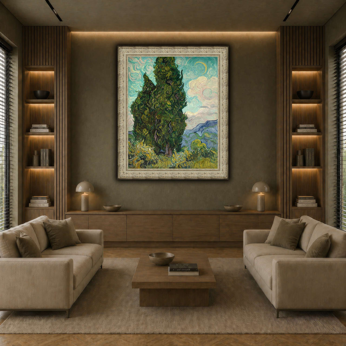 Cypresses earth-living room