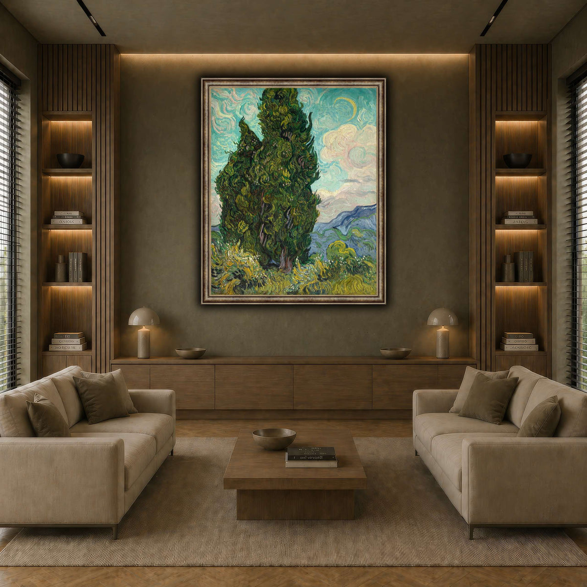Cypresses earth-living room