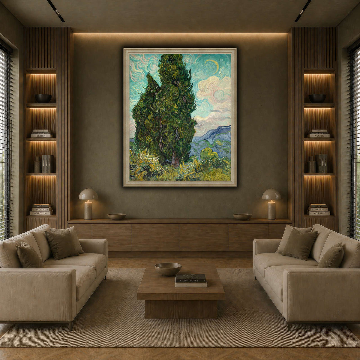 Cypresses earth-living room