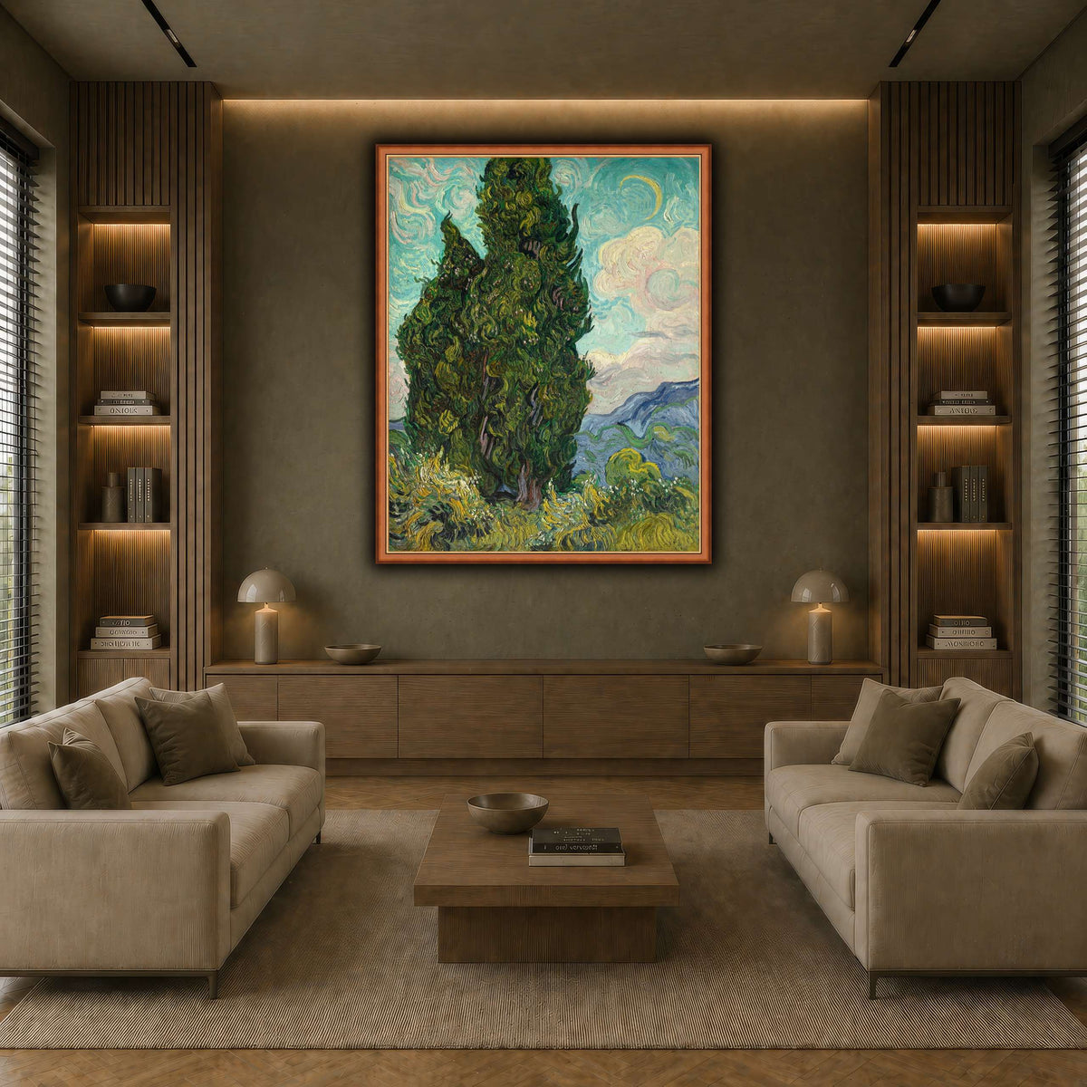 Cypresses earth-living room