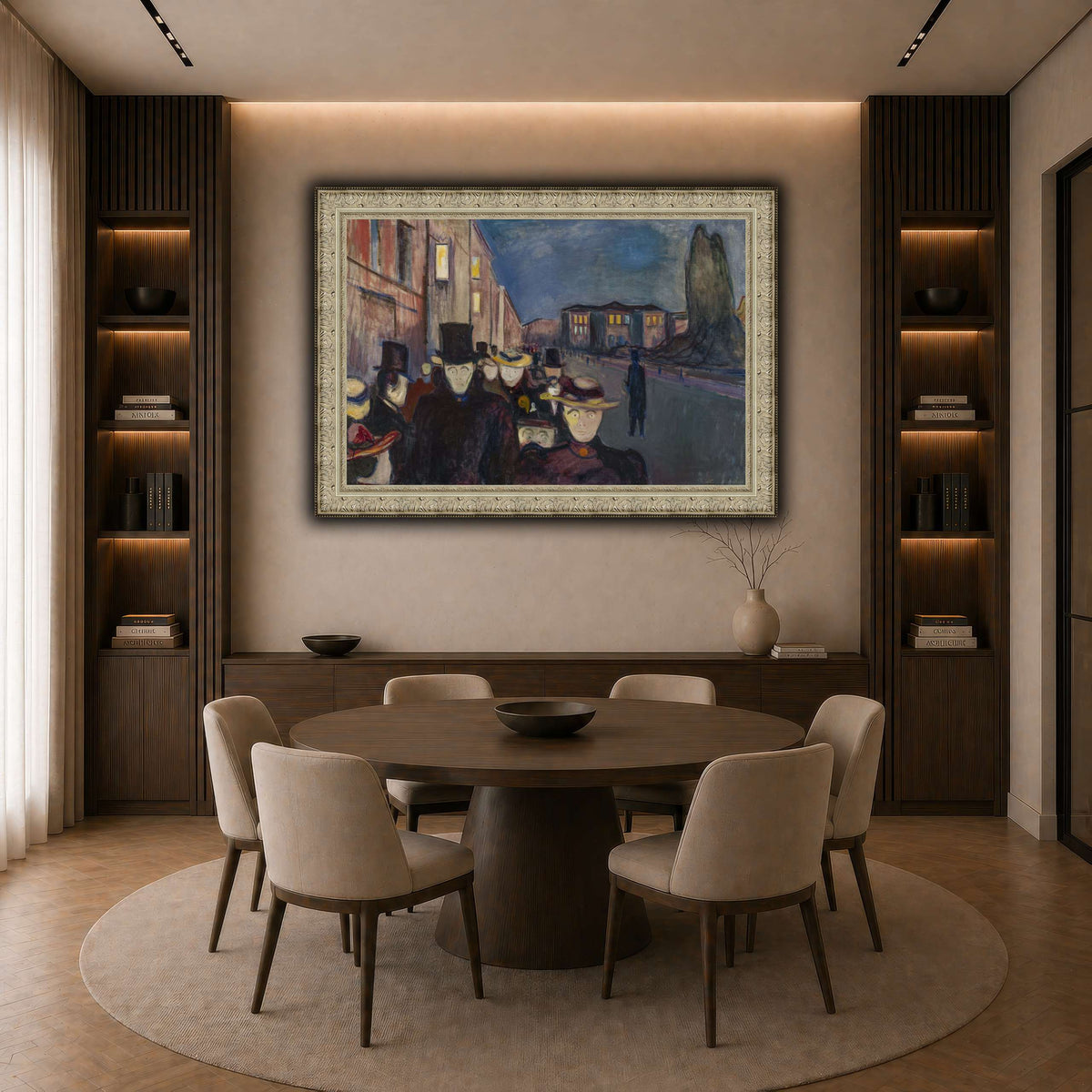 Edvard_Munch_-_Evening_on_Karl_Johan_Street dark neutral-dining room