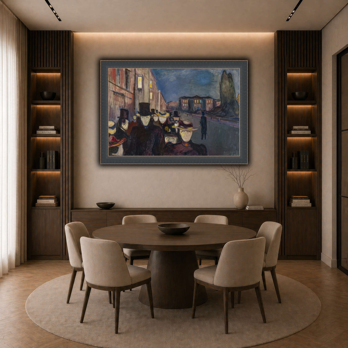 Edvard_Munch_-_Evening_on_Karl_Johan_Street dark neutral-dining room