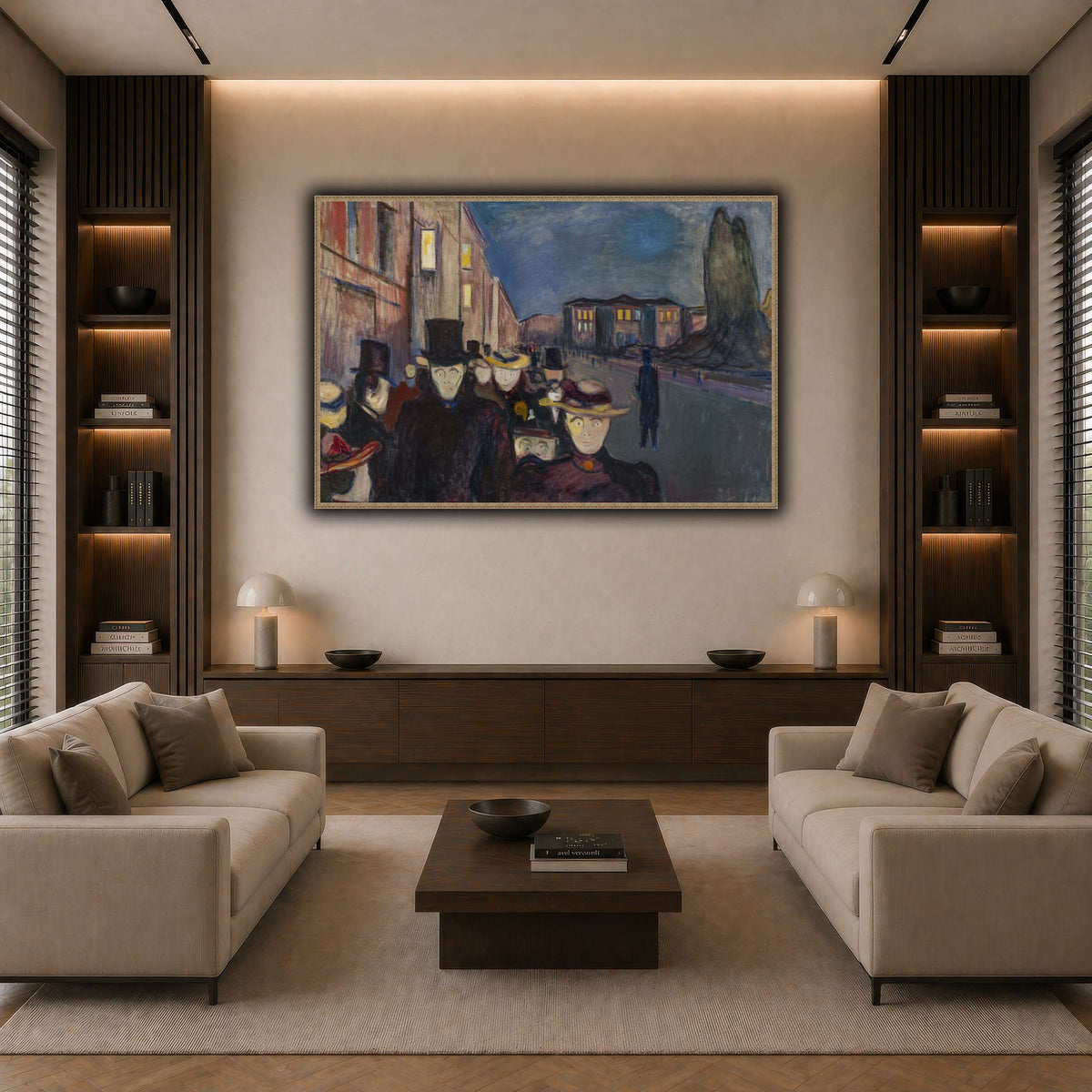 Edvard_Munch_-_Evening_on_Karl_Johan_Street dark neutral-living room