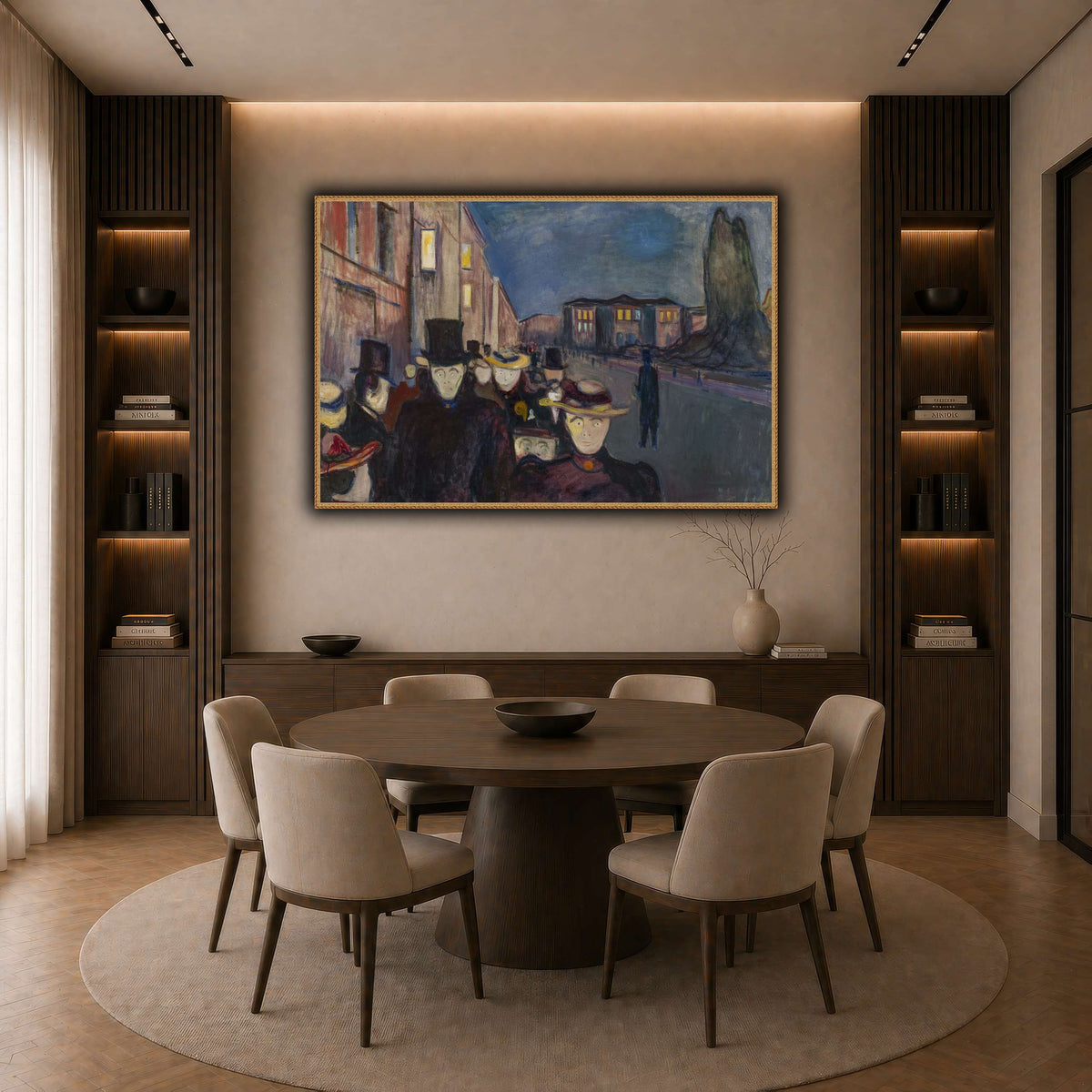 Edvard_Munch_-_Evening_on_Karl_Johan_Street dark neutral-dining room