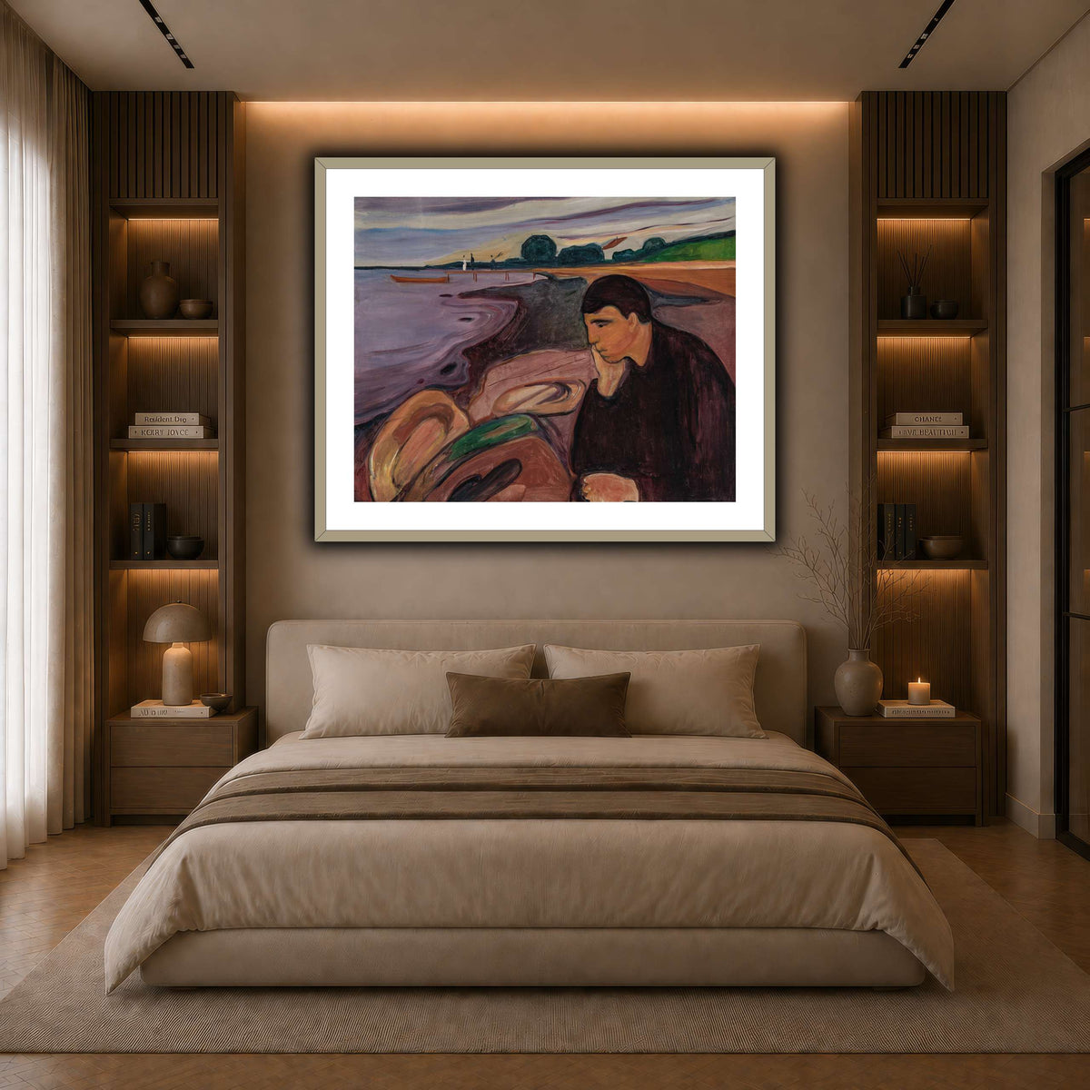 Edvard_Munch_-_Melancholy_ dark neutral-bedroom