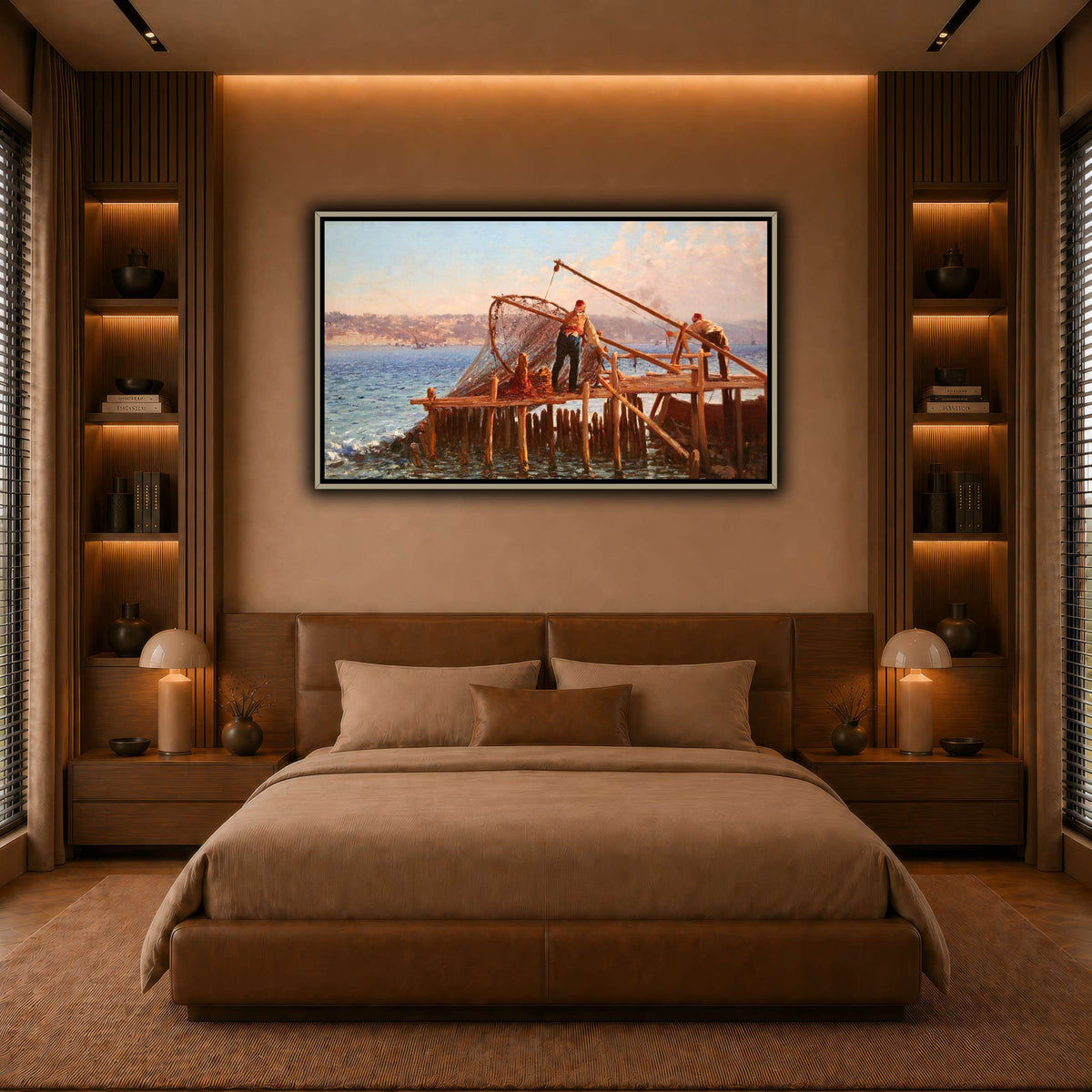 Fishermen_Bringing_in_the_Catch_Fausto_Zonaro warm-bedroom