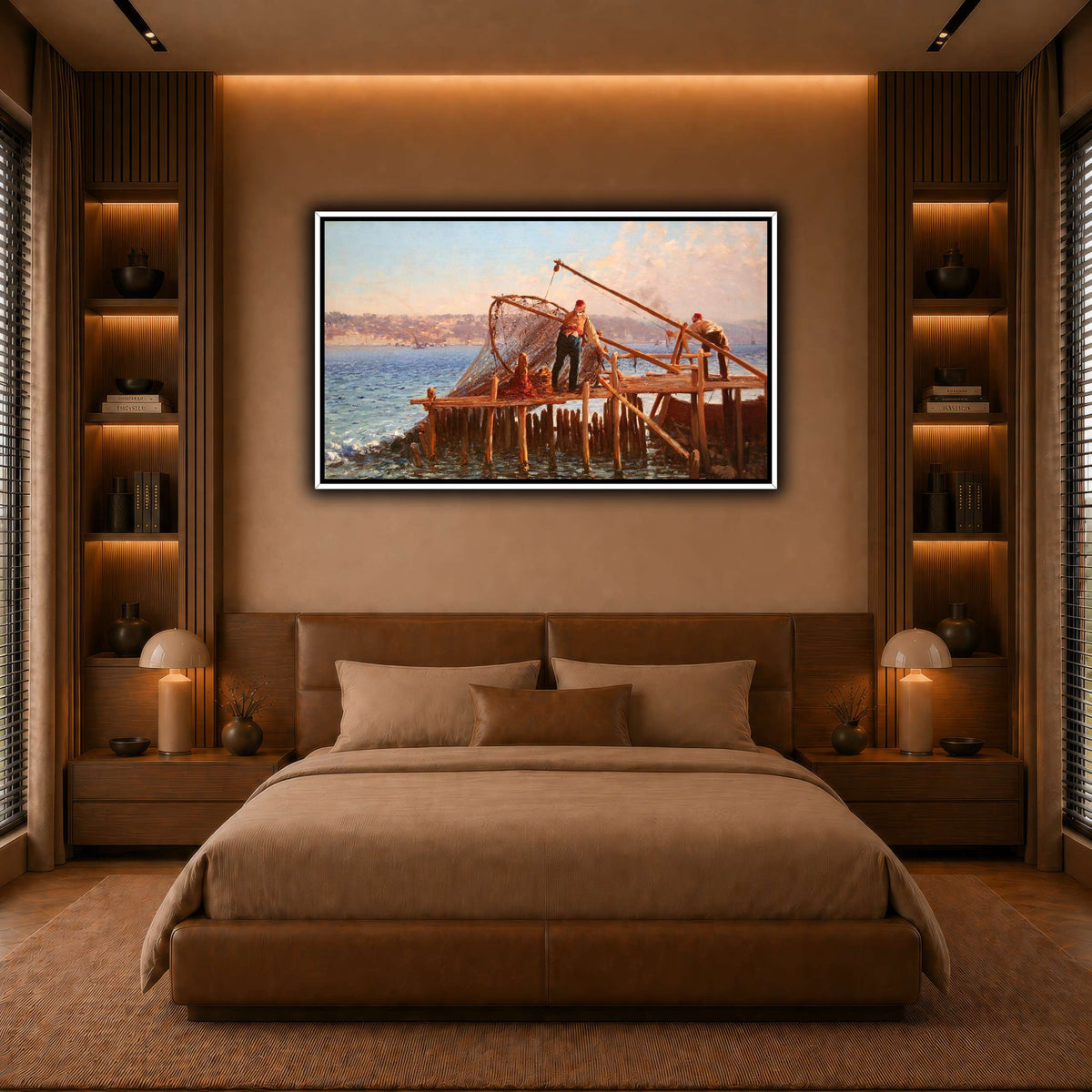 Fishermen_Bringing_in_the_Catch_Fausto_Zonaro warm-bedroom
