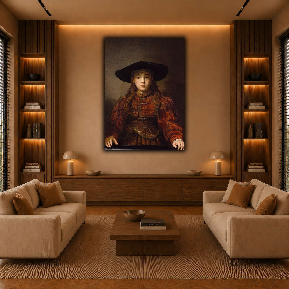 Girl_in_a_Picture_Frame_Rembrandt-van-Rijn warm-living-room