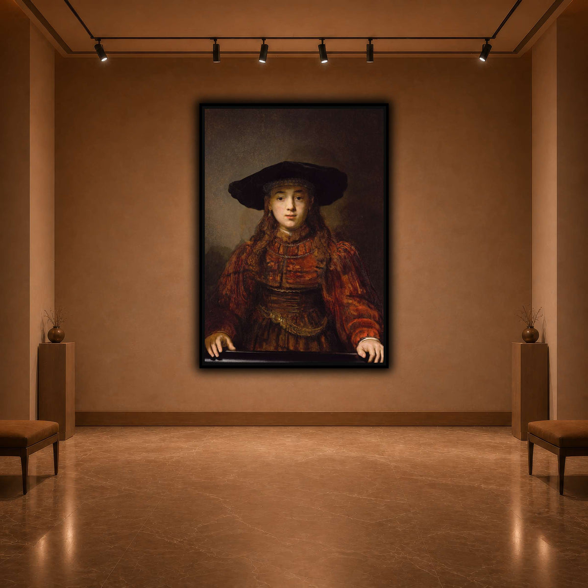 Girl_in_a_Picture_Frame_Rembrandt-van-Rijn warm-agallery
