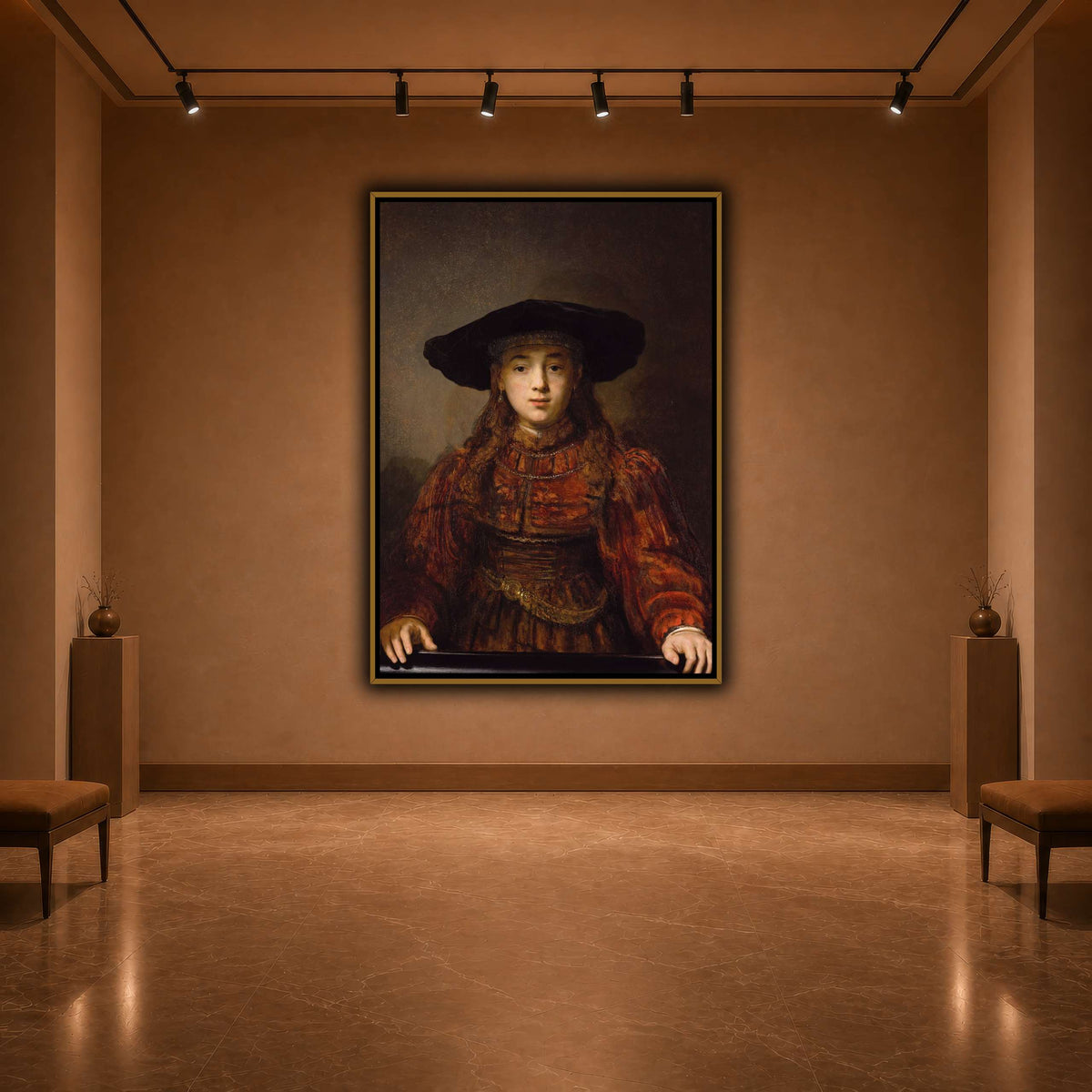 Girl_in_a_Picture_Frame_Rembrandt-van-Rijn warm-agallery