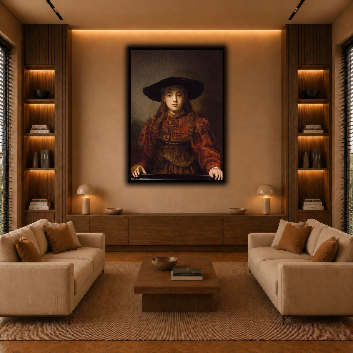Girl_in_a_Picture_Frame_Rembrandt-van-Rijn warm-living-room